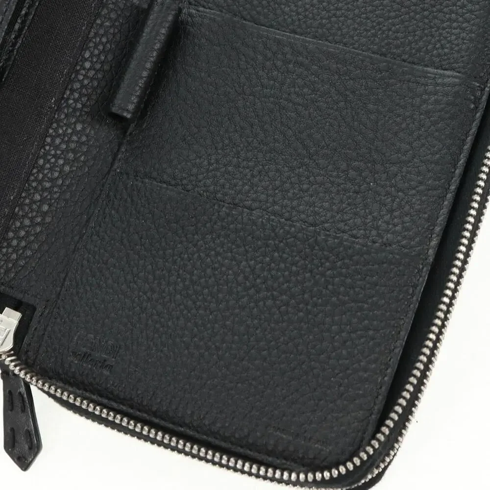 Fendi Leather Selleria Double Zip Organizer Wallet Black